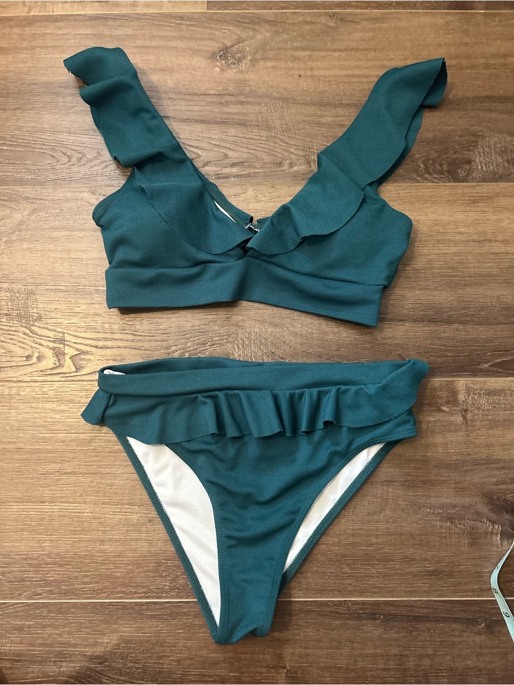 Medium Teal Ruffle-Trim Bikini Set